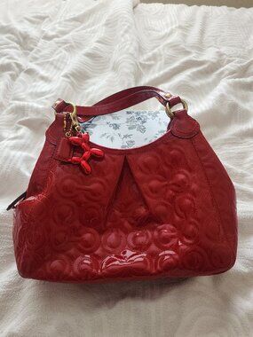 Pre-Loved Coach Gramercy Patent Embossed Leather Small Bag -Red